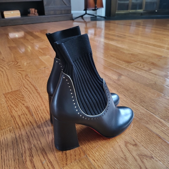 Christian Louboutin Black and Red Heeled Boots with Signature Sole - Picture 4 of 13